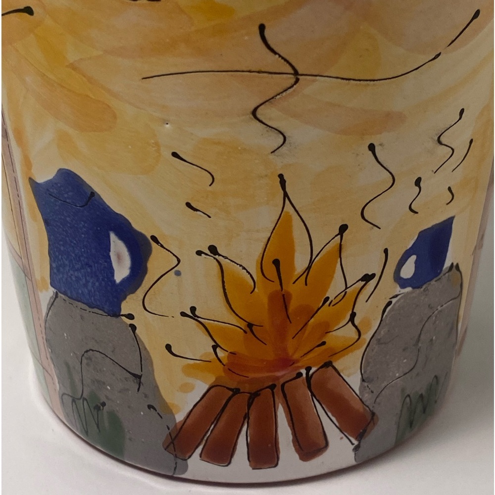 Vintage Cowboy mug outdoor western scene Hand Painted art Mug Artist signed - Picture 2 of 16